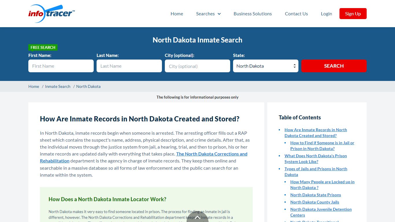 North Dakota Inmate Locator & Inmate Search - Infotracer